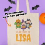 Tote bag personnalisable avec son prénom marqué "la récolte de" pour halloween