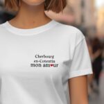 T-Shirt Blanc Cherbourg-en-Cotentin mon amour Pour femme-1